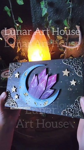 Allll Handmade 🖤 100 Crystal Moon Hidden Key Boxes, and 100 Raven HKBs will be available on Saturday! September 16th at 3pm Central 💖 Crystal Moon HKBs 8X5X3 $150 Raven HKBs 7X7X3 $150 Other items on this update can be seen on my profile highlights or lunararthouse.com Full update preview coming this week ✨️ #hiddenkeybox #crystaldecor #witchy #tarot #process #painting | Lunar Art House