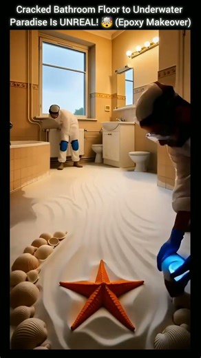 Cracked Bathroom Floor to Underwater Paradise Is UNREAL! 🤯 (Epoxy Makeover)