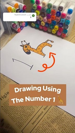 How to Draw a Giraffe 🦒 Using the Number 1 | Easy & Creative Drawing Tutorial!