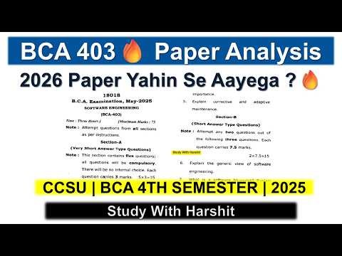 BCA 403 Software Engineering Paper Analysis 🔥 | CCSU BCA 4th Sem | Last Year Paper 2025