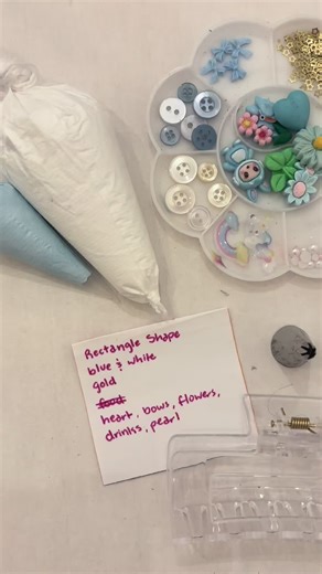 Blue and white custom Decoden claw clip hair accessory with buttons and cute kawaii charms and gold accents perfect gift sold on Etsy #reels #fyp #viral #smallbusiness #order