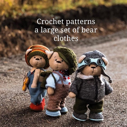 Crochet and Knitting Patterns for a Large Set of Clothes for Bears - Etsy