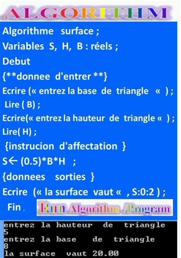 خوازمية باسكال النصية من أجل حساب مساحة مثلث #maths #algorithm #
