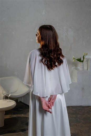 Removable Bridal Bolero Silk Chiffon Cape Bridal Shoulder Cover Up - Etsy