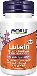 NOW Foods Supplements, Lutein 10 mg with 10 mg of Free Lutein from Lutein Esters, 120 Softgels