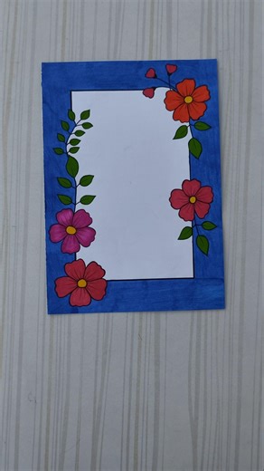 Beautiful Blue Floral frame Border Design/6 easy border design/Project/Priyanka Gunwal #shorts