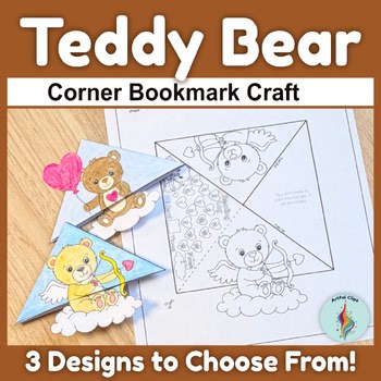 Teddy Bear Corner Bookmark Craft Template Valentine’s Day & February Reading Log