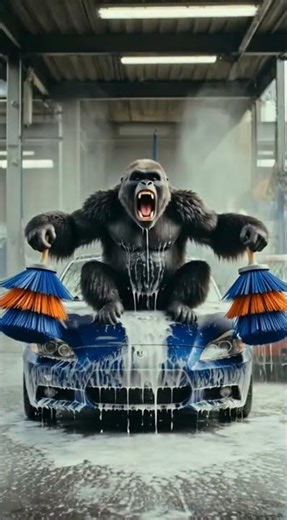 This Gorilla vs Car Wash Brushes 😂