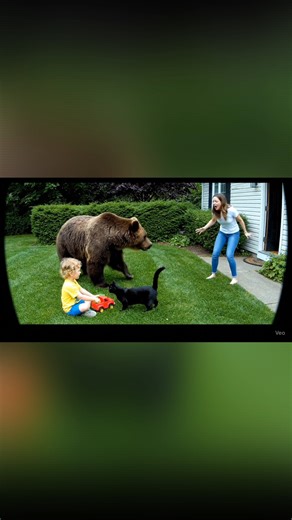 Brave Cat Saves Child from Bear in Backyard