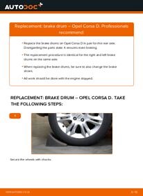 How to change brake drum on Opel Corsa D – replacement guide