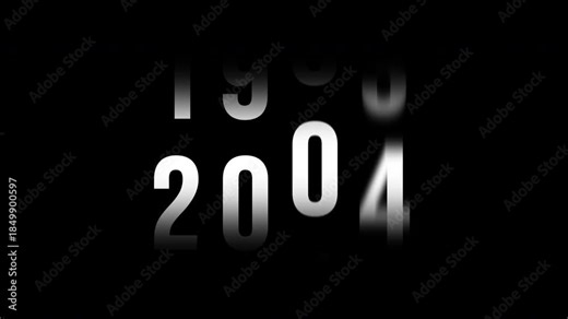Fast time lapse speed timer showing years changing from 1960 to 2027 on dark background representing historical progress future transition decades passing rapid chronology visual animation and time