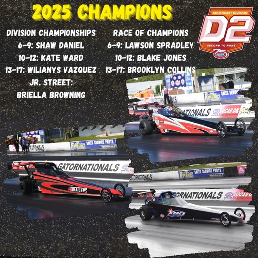 NHRA Jr. Drag Racing League on Instagram: "Our salute to 2025 @summitracing JDRL champions carries on with the Division 2 titlists 🎉"