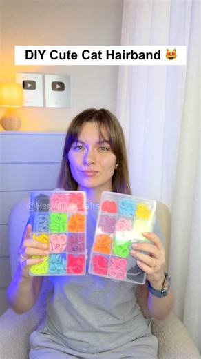 DIY Cute Cat Hairband 😻 Braided with Hair Elastics #diy #trending #handmade #cute #craft #viral