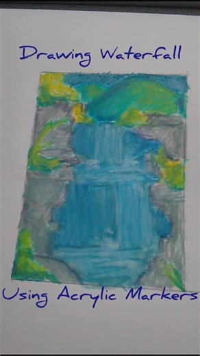 Drawing waterfall using acrylic markers #howto #draw #waterfall #waterfalls