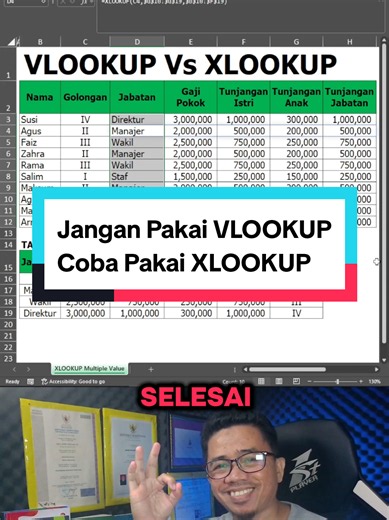 Trik Rumus XLOOKUP otomatis muncul hasil 5 kolom sekaligus di Excel #agussalimmaksum #vlookup #xlookup #excel #exceltips