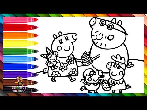 Dibuja y Colorea A Peppa Pig Y Su Familia Durante Pascua 🐷🐰🎨🥚🌷 Dibujos Para Niños