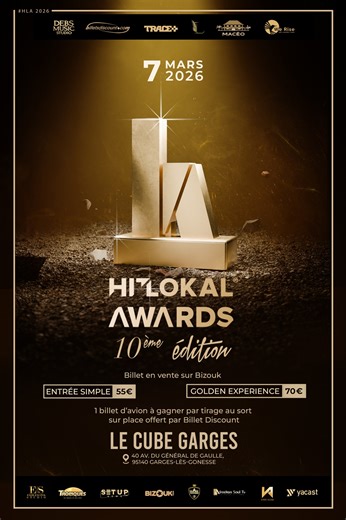 🎶🌴 Fan de musiques caribéennes ? 🌴🎶 Ne manquez surtout pas la 10ème édition des Hit Lokal Awards ! 🔥✨ 📅 Samedi 7 mars 2026 📍 Le Cube Garges 🏢 40 Av. du Général de Gaulle, 95140 Garges-lès-Gonesse Une soirée exceptionnelle pour célébrer le meilleur des musiques caribéennes 🎤🎵 : performances live, artistes incontournables, talents émergents et une ambiance 100% vibes 🔥💃🏽🕺🏽 🎟️ Réserve vite ta place : 👉 https://www.bizouk.com/events/details/hit-lokal-awards-2026/109892 Prépare ton p