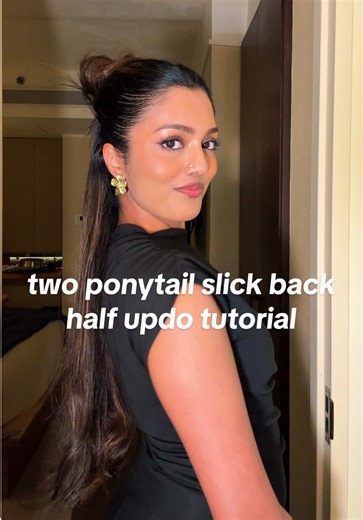 Half-Up Half-Down Two Ponytail Tutorial for Slick Back Hair