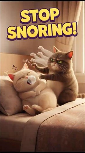 Stop Snoring! Funny Cat Nana Hits Lili Repeatedly