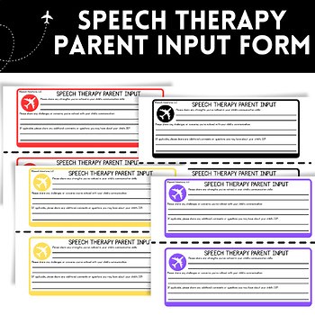 Printable Speech Therapy Parent Input Form