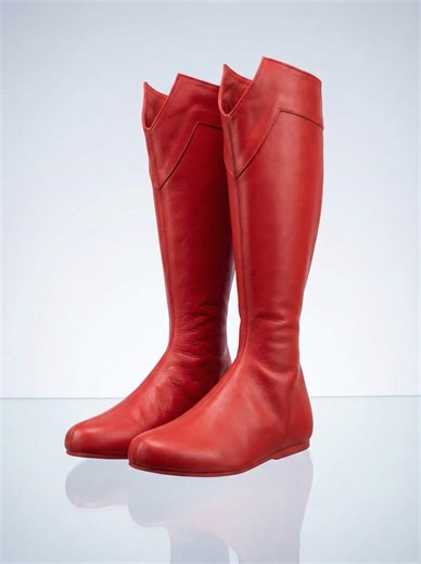 Futuristic Tall Knee-high Leather Boots | Red Cosplay Daredevil Shoes for Women - Etsy UK