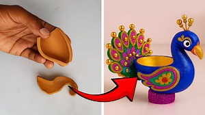 Diya Decoration Ideas for Diwali | DIY Peacock Diya Craft Tutorial 🪔🦚