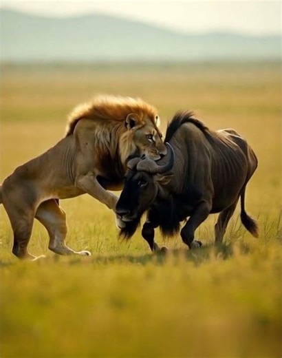 Lion vs. Bull - A Battle in the Wild