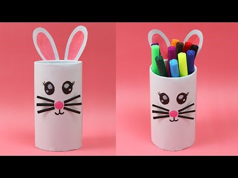 DIY BUNNY PEN HOLDER | BEST OUT OF WASTE PEN STAND | HOW TO MAKE CUTE PAPER PENCIL HOLDER | CUTE DIY