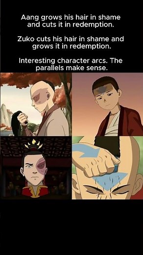 zuko and aang character arcs and hair relation