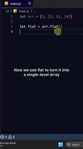 Flatten Array One Level #coding #javascript
