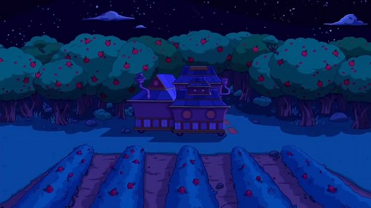 Tree Trunks Alien Husband Adventure Time Night Sky