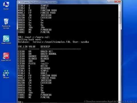 Manejo de base de datos: Apertura y edición con ISQL