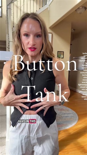 This super soft button up tank is the summer staple you’ll reach for on repeat. The fit is flattering and the functional buttons let you style it multiple ways — buttoned, layered, open, or half tucked. One top, endless outfits. @EVANDAL #TikTokShopFinds #SummerStyle #CapsuleWardrobe