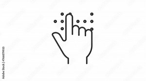 Animated braille icon. Writing system line animation. Touch reading for people with disability. Visual impairment. Black illustration on white background. HD video with alpha channel. Motion graphic