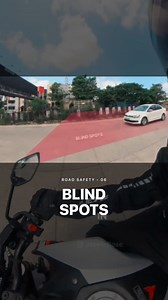 Road Safety 06 - Blind Spots . . 1. Blind spots on a motorcycle are those areas around the rider where other vehicles can't be easily seen. 2. They typically include spots to the sides and rear of the motorcycle, outside the rider's field of vision. 3. Motorcycle blind spots can be particularly dangerous because they increase the risk of collisions when changing lanes or making turns. 4. To minimize the risks associated with blind spots, motorcyclists should always perform shoulder checks and us