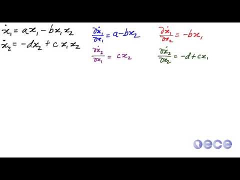 Linearizing at an equilibrium point (Lotka-Volterra)