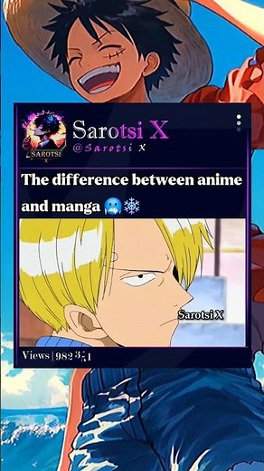 The difference between anime and manga🥶 #sanji #luffy #manga #onepiece