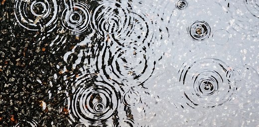 What happens when a raindrop hits a puddle?