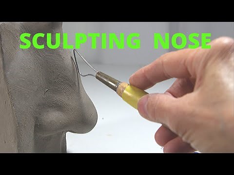 Sculpting the nose in clay. Sculpting in a water based clay. Tutorial