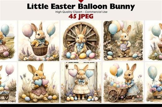 Easter Bunny Clipart, Spring Rabbit Digital Paper, Farm Animals Wildflower Art, Pastel Easter Eggs JPEG, Scrapbooking Instant Download - Etsy