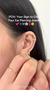 Your sign to clean your ear piercing jewelry, keep your bling sparkling and your ears happy with these easy cleaning tips.💎🧼 . . . . . #earpiercings #earrings #piercings #earringsofinstagram #earringstyle #curatedear #earringshop #earringaddict #earringswag #earringstagram #cartilagepiercing #traguspiercing #helixpiercing #jewelry #piercinggirl #daithpiercing #conchpiercing #rookpiercing #earcuration #cartilagepiercings #earstack #earstyle #earstylist #newpiercing #earpiercing #flatpiercing #s