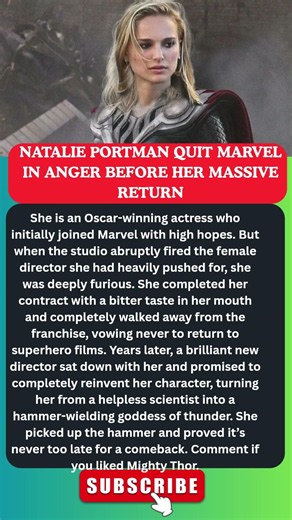 NATALIE PORTMAN QUIT MARVEL IN ANGER 💔⚡ #natalieportman #thor #marvel