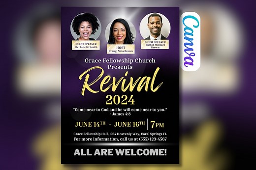 Editable Church Revival Flyer Template: Canva Social Media Invitation - Etsy