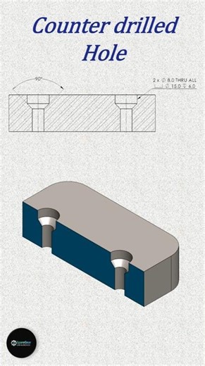 Counter Drilled Hole Explained | Types of Holes in Mechanical Engineering – Part 10 #shorts
