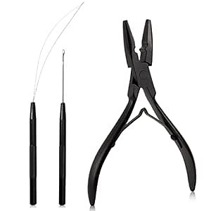 NEWISHTOOL Micro Links Hair Extensions Kit, Hair Extension Pliers for Beads, Hair Extension Loop Needle Pulling Hook Tool Bead Device Tool Kits, Micro Link Tools for Hair or Feather Extensions Styling