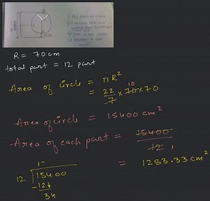 i) find radius of circleii) If the circle splits into 12 equal... | Filo