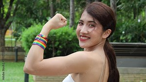Strong and confident non-binary LGBT person showing confident and empowering expression for LGBT awareness pride month