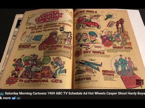 📺 Saturday Morning Cartoons 1969 ABC TV Schedule Ad Hot Wheels Casper Ghost Hardy Boys & more 🥣 📺