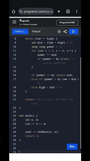 C++ Program to Find Integer Nth Root of a Number | Binary Search Math Problem