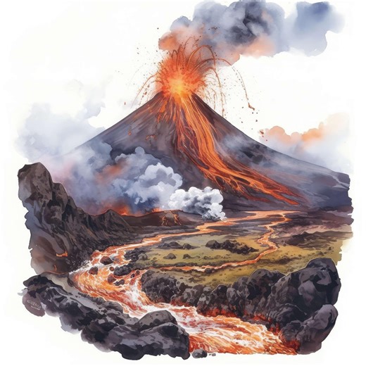 11 Erupting Volcano Clipart, Landscape Illustration, Printable Watercolor Clipart, High Quality JPG, Commercial Use, Paper Craft, Journal - Etsy